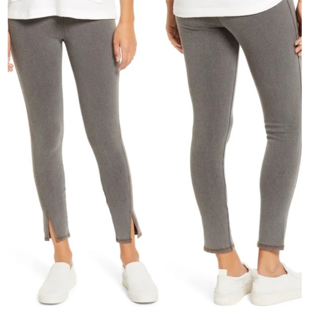 $98 Lysse Kara Split Hem High Rise Denim Stretch Leggings in Gray size S